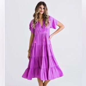 Karlie Magenta Boho Midi Dress Size Small wedding festival whimsical cottagecore